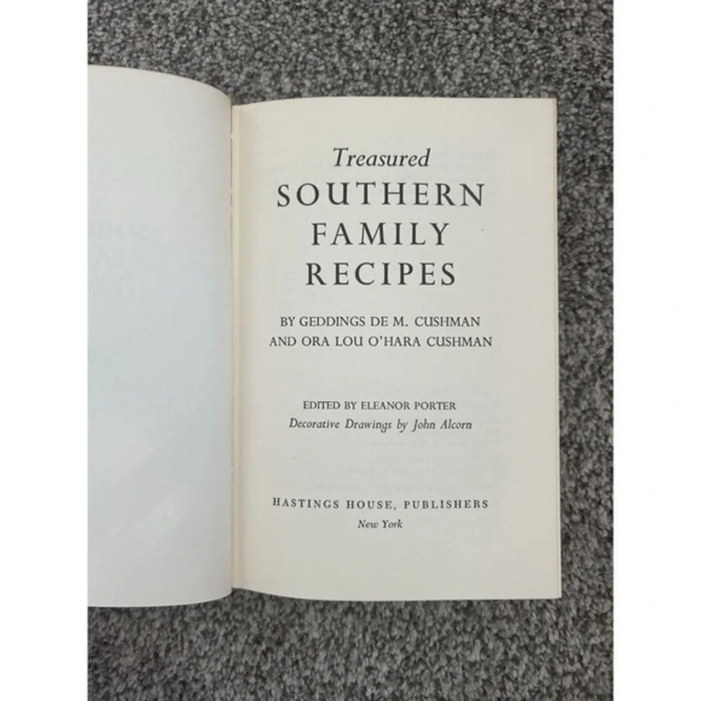 Treasured Southern Family Recipes 1966 Hardcover Cushman Pages In Mint Condition